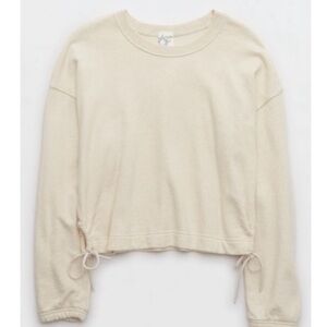 Aerie OFFLINE Beige Cropped Sweatshirt